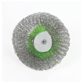 Губка (мочалка) для посуды металлическая ЛАЙМА, сетчатая, с пластиковой ручкой, 20 г, 605033