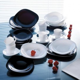 Набор посуды столовый, 30 предметов, черное и белое стекло, 'Carine Mix', LUMINARC, N1500