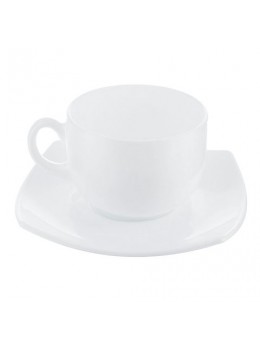 Набор чайный на 6 персон, 6 чашек 220 мл и 6 блюдец, белое стекло, 'Quadrato white', LUMINARC, E8865