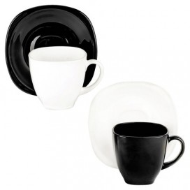 Набор чайный на 6 персон, 3 черные и 3 белые чашки 220 мл, 3 черных и 3 белых блюдца, 'Carine Mix', LUMINARC, D2371