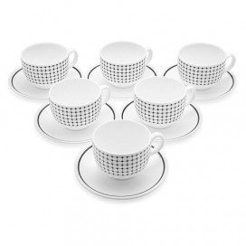 Набор чайный на 6 персон, 6 чашек объемом 220 мл и 6 блюдец, белое стекло, 'Tiago', LUMINARC, J7855