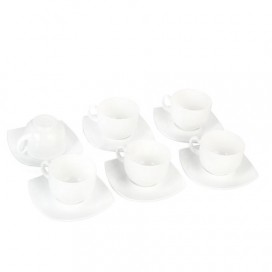 Набор чайный на 6 персон, 6 чашек 220 мл и 6 блюдец, белое стекло, 'Quadrato white', LUMINARC, E8865