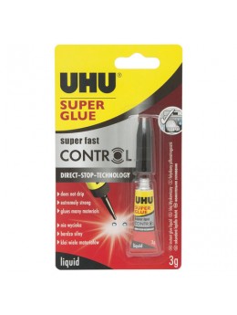 Клей моментальный UHU Super glue Control, 3 г, в блистере, 36015