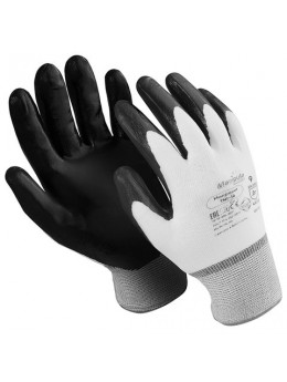 Перчатки нейлоновые MANIPULA 'Микронит', нитриловое покрытие (облив), размер 9 (L), белые/черные, TNI-14