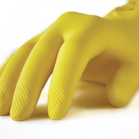 Перчатки латексные MANIPULA 'Блеск', хлопчатобумажное напыление, размер 7-7,5 (S), желтые, L-F-01