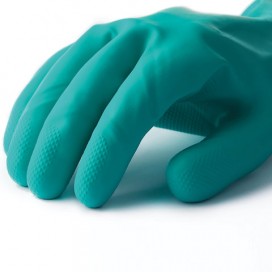 Перчатки нитриловые MANIPULA 'Дизель', хлопчатобумажное напыление, размер 7 (S), зеленые, N-F-06