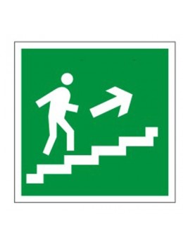 Знак эвакуационный 'Направление к эвакуационному выходу по лестнице НАПРАВО вверх', квадрат 200х200 мм, самоклейка, 610020/Е 15