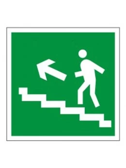Знак эвакуационный 'Направление к эвакуационному выходу по лестнице НАЛЕВО вверх', квадрат, 200х200 мм, самоклейка, 610021/Е 16