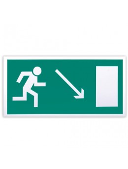 Знак эвакуационный 'Направление к эвакуационному выходу направо вниз', 300х150 мм, самоклейка, фотолюминесцентный, Е 07