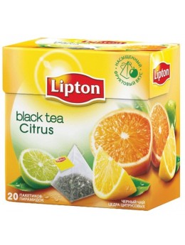 Чай LIPTON (Липтон) 'Citrus', черный с цедрой цитрусовый, 20 пирамидок по 2 г, 21187919 Чай LIPTON (Липтон) 'Citrus', черный с цедрой цитрусовый, 20 пирамидок по 2 г, 21187919