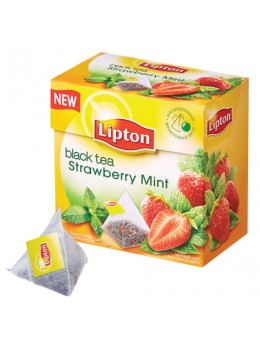 Чай LIPTON (Липтон) 'Strawberry Mint', черный с клубникой и мятой, 20 пирамидок по 2 г, 21187945 Чай LIPTON (Липтон) 'Strawberry Mint', черный с клубникой и мятой, 20 пирамидок по 2 г, 21187945