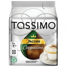 Капсулы для кофемашин TASSIMO JACOBS 'Cappuccino', натуральный кофе 8 шт. х 8 г, молочные капсулы 8 шт. х 40 г, Capuchino