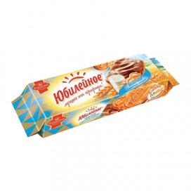 Печенье ЮБИЛЕЙНОЕ молочное с шоколадной глазурью, 116 г, 60540