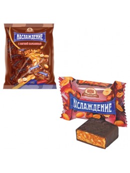 Конфеты шоколадные БАБАЕВСКИЙ 'Наслаждение', мягкая карамель с орехами, 250 г, пакет, ББ10589