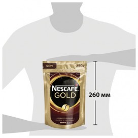 Кофе молотый в растворимом NESCAFE (Нескафе) 'Gold', сублимированный, 250 г, мягкая упаковка, 12143978