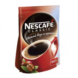 Кофе растворимый NESCAFE (Нескафе) 'Classic', гранулированный, 150 г, мягкая упаковка, 12267717