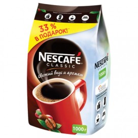 Кофе растворимый NESCAFE (Нескафе) 'Classic', гранулированный, 1000 г, мягкая упаковка, 12315663