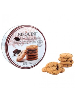 Печенье Датское BISQUINI (Бисквини) 'Milk and Chocolate', сдобное с кусочками шоколада, в железной банке, 150 г, 101140 Печенье Датское BISQUINI (Бисквини) 'Milk and Chocolate', сдобное с кусочками шоколада, в железной банке, 150 г, 101140