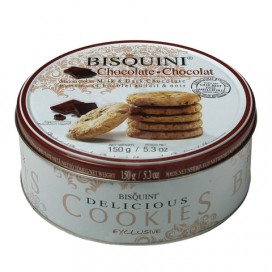 Печенье Датское BISQUINI (Бисквини) 'Milk and Chocolate', сдобное с кусочками шоколада, в железной банке, 150 г, 101140