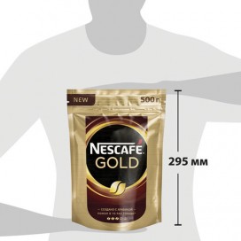 Кофе молотый в растворимом NESCAFE (Нескафе) 'Gold', сублимированный, 500 г, мягкая упаковка, 12327046