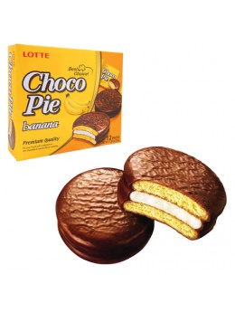 Печенье LOTTE 'Choco Pie Banana' (Чоко Пай Банан), глазированное, 336 г, 12 шт. х 28 г, 000000014 Печенье LOTTE 'Choco Pie Banana' (Чоко Пай Банан), глазированное, 336 г, 12 шт. х 28 г, 000000014