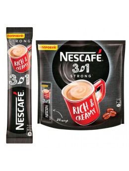 Кофе растворимый NESCAFE '3 в 1 Крепкий', 20 пакетиков по 16 г (упаковка 320 г), 12235512 Кофе растворимый NESCAFE '3 в 1 Крепкий', 20 пакетиков по 16 г (упаковка 320 г), 12235512
