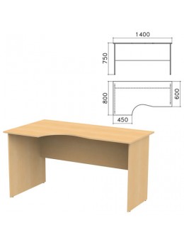 Стол письменный эргономичный 'Канц', 1400х800х750 мм, левый, цвет бук невский, СК36.10