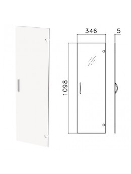 Дверь СТЕКЛО, средняя, 'Канц', 346х5х1098 мм, БЕЗ ФУРНИТУРЫ, ДК35