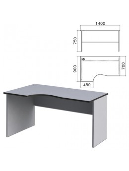 Стол письменный эргономичный 'Монолит', 1400х900х750 мм, левый, цвет серый, СМ5.11
