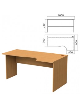 Стол письменный эргономичный 'Монолит', 1600х900х750 мм, правый, цвет бук бавария, СМ6.1
