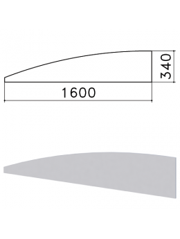 Экран - перегородка 'Монолит', 1600х16х340 мм, БЕЗ ФУРНИТУРЫ (код 640237), серый, ЭМ22.11