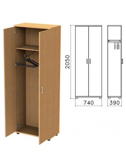 Шкаф для одежды 'Монолит', 740х390х2050 мм, цвет бук бавария, ШМ49.1