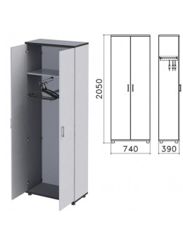 Шкаф для одежды 'Монолит', 740х390х2050 мм, цвет серый, ШМ49.11