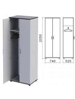 Шкаф для одежды 'Монолит', 740х520х2050 мм, цвет серый, ШМ50.11