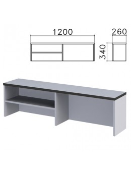 Надстройка для стола письменного 'Монолит', 1200х260х340 мм, 1 полка, цвет серый, НМ37.11