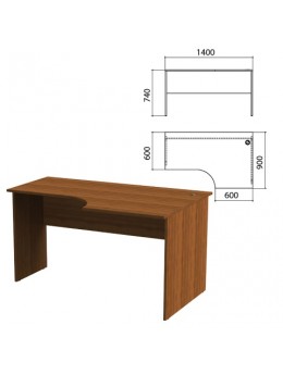 Стол письменный эргономичный 'Эко', 1400х900х740 мм, правый, орех, 400749-19