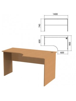 Стол письменный эргономичный 'Эко', 1400х900х740 мм, правый, бук бавария, 400749-55