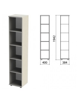 Шкаф (стеллаж) 'Этюд', 400х384х1942 мм, 4 полки, серый, 400000-03