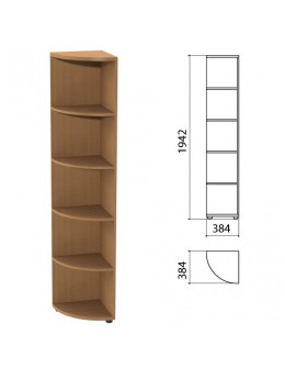 Шкаф (стеллаж) угловой 'Этюд', 384х384х1942 мм, 4 полки, бук бавария, 400019-55