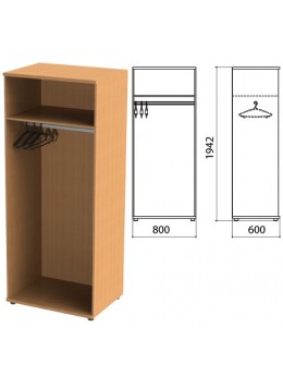 Шкаф (каркас) для одежды 'Этюд', 800х600х1942 мм, бук бавария, 400002-55