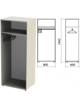 Шкаф (каркас) для одежды 'Этюд', 800х600х1942 мм, серый, 400002-03