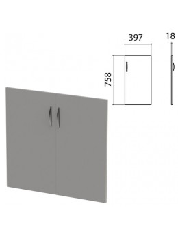 Дверь ЛДСП низкая 'Этюд', комплект 2 шт., 397х18х758 мм, серая, 400006-03