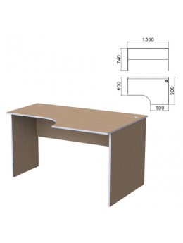 Стол письменный эргономичный 'Бюджет', 1360х900х740 мм, правый, орех онтарио, 402663-160