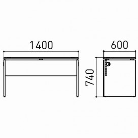 Стол письменный 'Профит', 1400х600х740 мм, ясень альтера, 402748-111