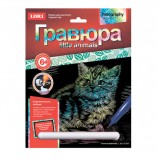 Гравюра с эффектом голографии LITTLE ANIMALS 'Котёнок британец', 18х24 см, основа, штихель, LORI, Гр-535