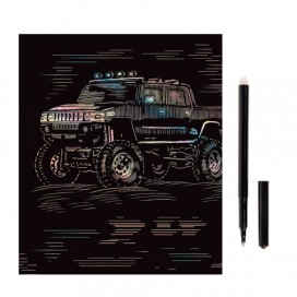 Гравюра с эффектом голографии 'Hummer (Хаммер)', 18х24 см, основа, штихель, LORI, Гр-208