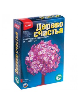 Набор для плетения ДЕРЕВО СЧАСТЬЯ 'Сакура', бисер, пайетки, проволока, пряжа, гипс, LORI, Дер-013