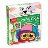 Фреска-картина из песка 'Совёнок на скейте', 23х20 см, цветной песок, картонная рамка, LORI, Мкп-001