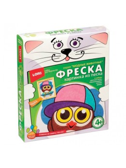 Фреска-картина из песка 'Совёнок на скейте', 23х20 см, цветной песок, картонная рамка, LORI, Мкп-001 Фреска-картина из песка 'Совёнок на скейте', 23х20 см, цветной песок, картонная рамка, LORI, Мкп-001