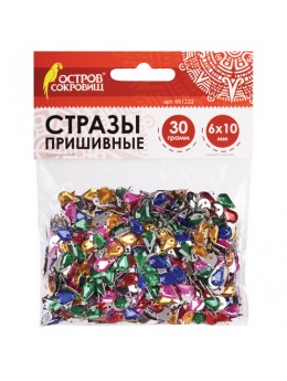 Стразы для творчества 'Капля', цвет ассорти, 6х10 мм, 30 грамм, ОСТРОВ СОКРОВИЩ, 661222 Стразы для творчества 'Капля', цвет ассорти, 6х10 мм, 30 грамм, ОСТРОВ СОКРОВИЩ, 661222